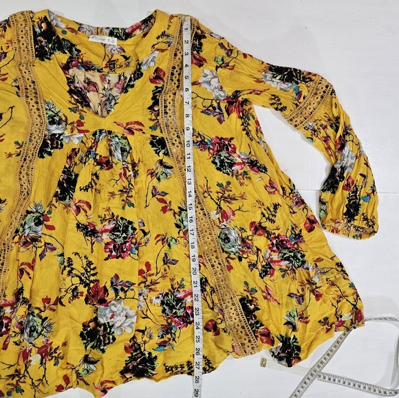 Anthropologie R. Vivimos yellow floral long sleeve blouse women's size large - Picture 4 of 8